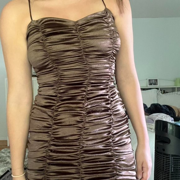 Urban Outfitters Brown Ruched Bodycon Dress - Picture 2 of 7